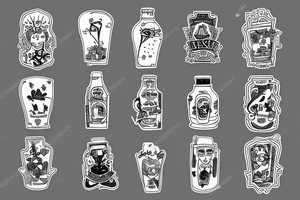 symmetric white beer bottle tattoo idea