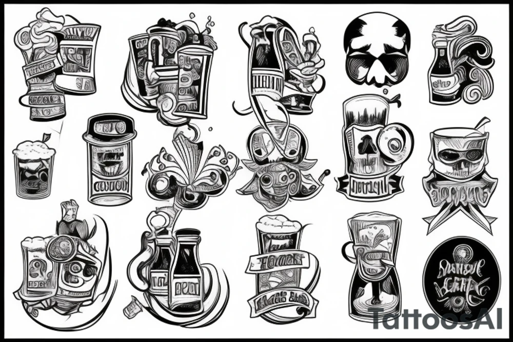 symmetric white beer tattoo idea