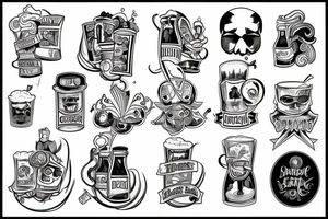symmetric white beer tattoo idea