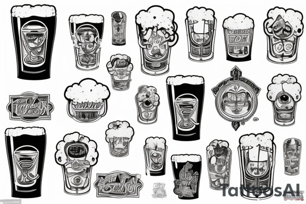 symmetric white beer tattoo idea