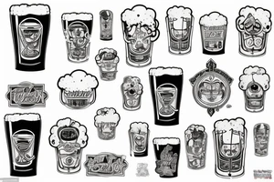 symmetric white beer tattoo idea