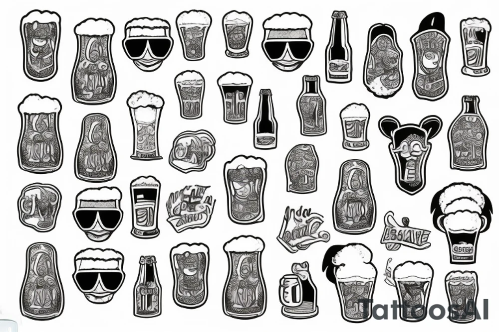 symmetric bright beer tattoo idea
