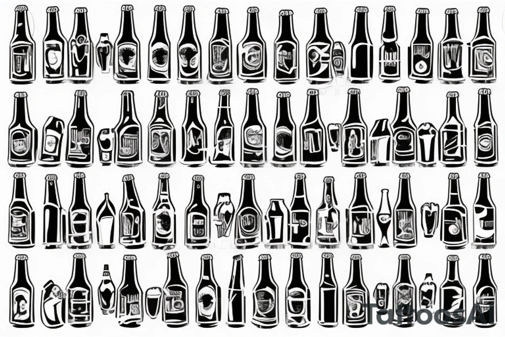 symmetric empty beer bottle tattoo idea