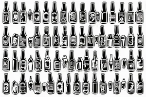 symmetric empty beer bottle tattoo idea