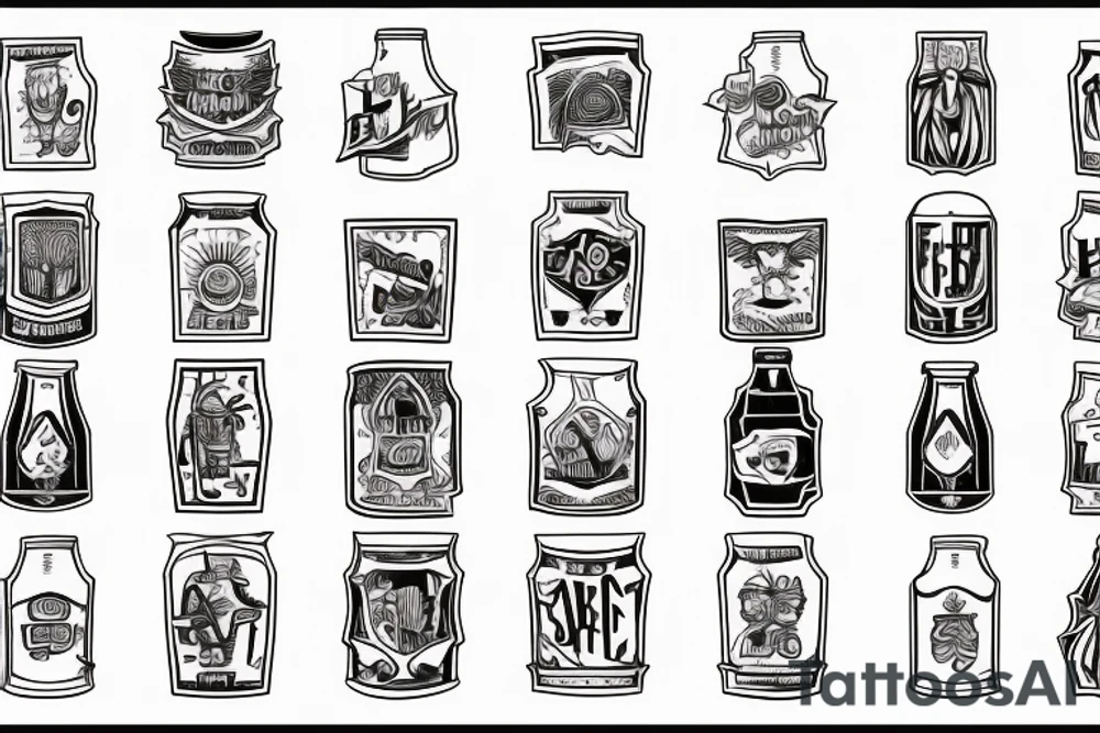 symmetric empty beer bottle tattoo idea