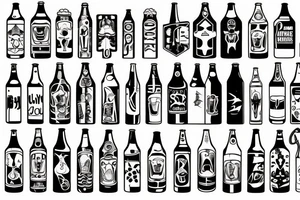 symmetric empty beer bottle tattoo idea