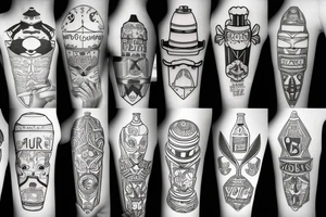 symmetric beer bottle tattoo idea