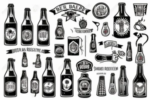 symmetric beer bottle tattoo idea