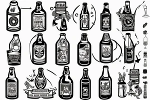 symmetric clean beer bottle tattoo idea