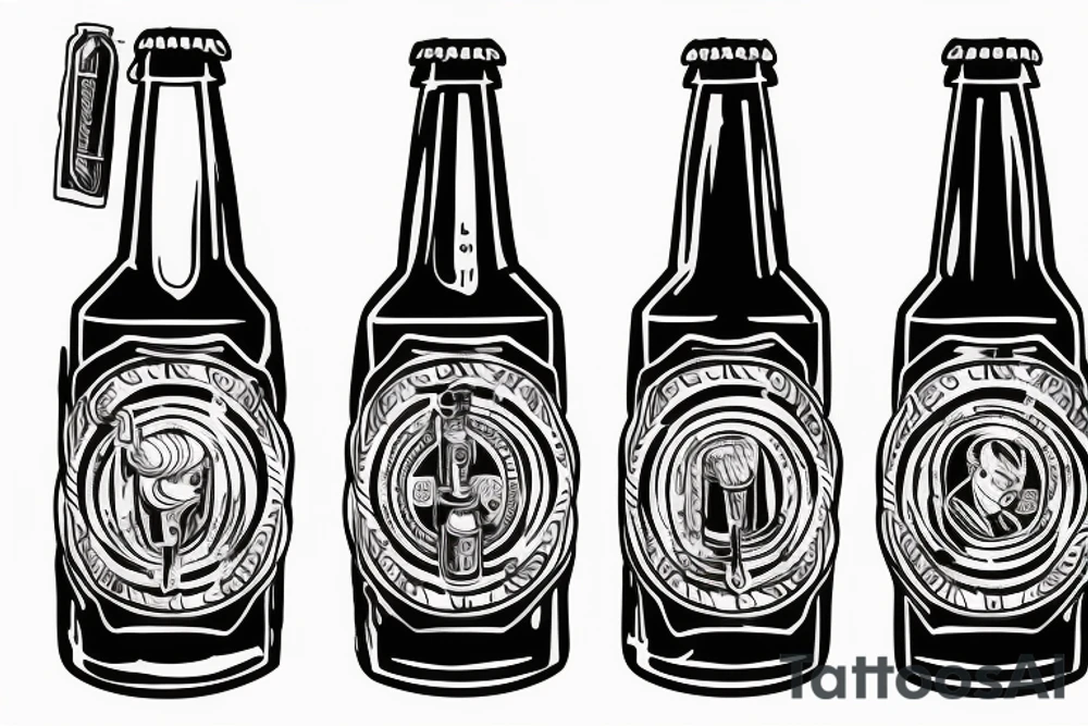 symmetric clean beer bottle tattoo idea