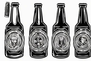 symmetric clean beer bottle tattoo idea