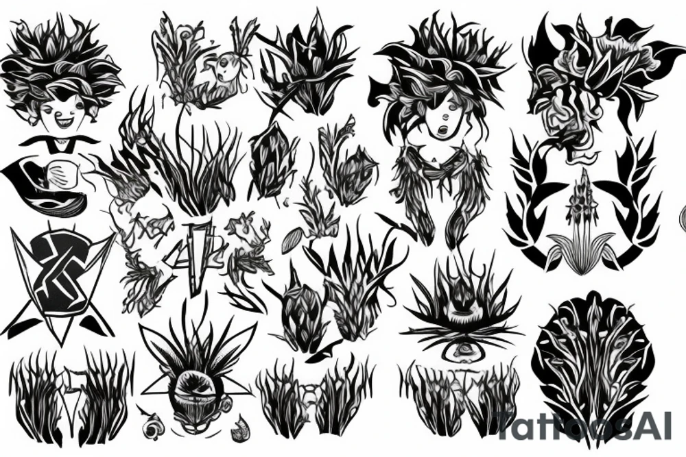 symmetric grass halms tattoo idea