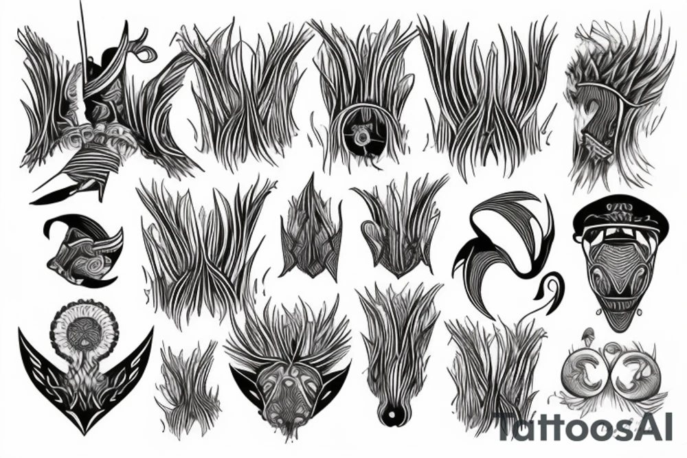 symmetric grass halms tattoo idea