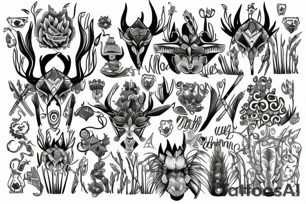 symmetric grass halms tattoo idea