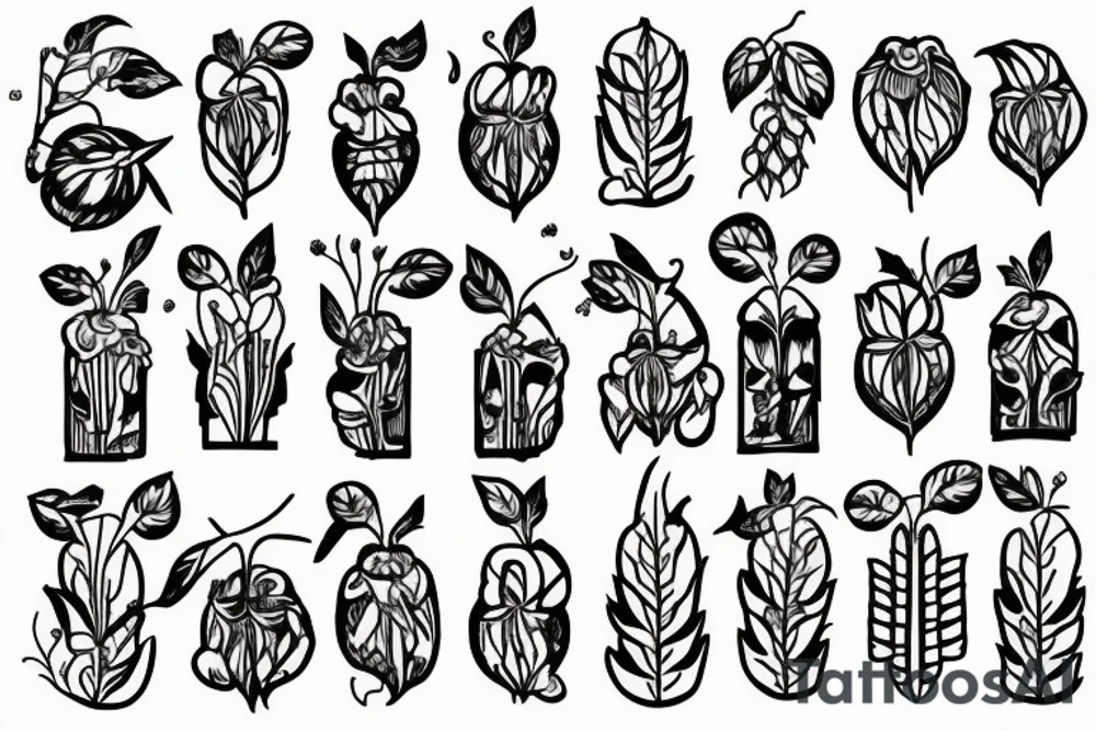 symmetric hops plant tattoo idea