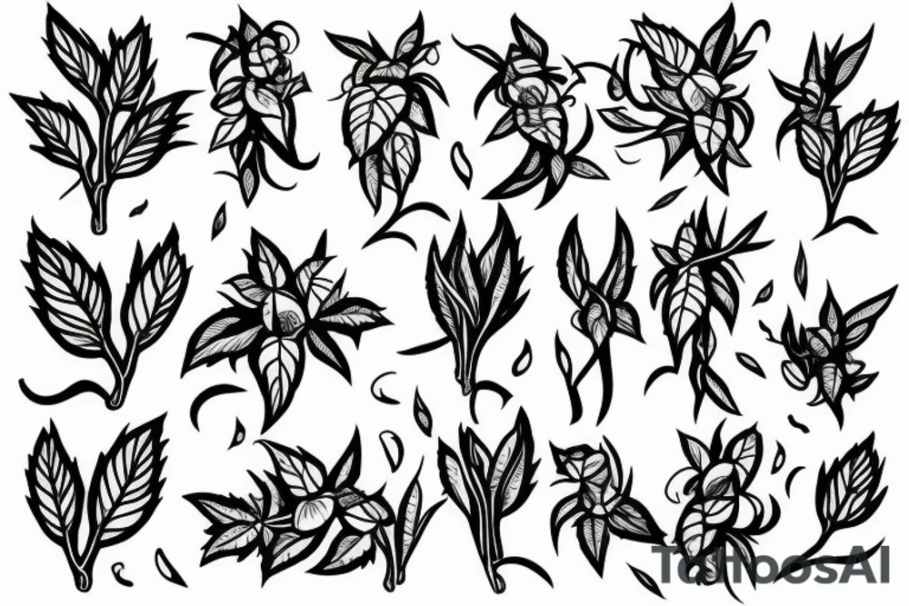 symmetric hops plant tattoo idea