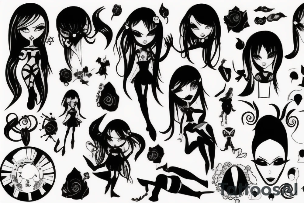 goth girl cosplay tattoo idea