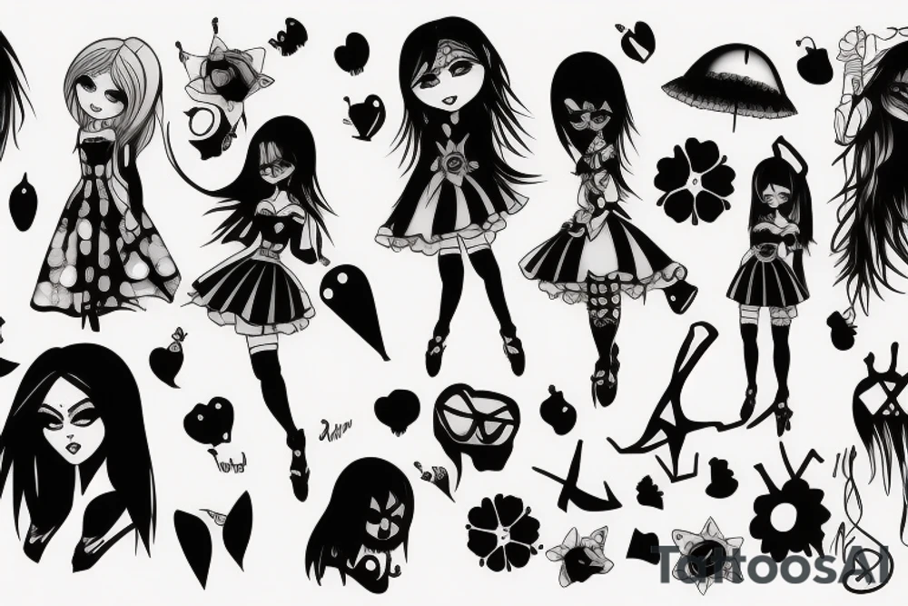 goth girl cosplay tattoo idea