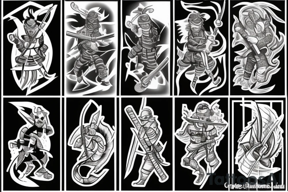 fire ninja sword tattoo idea