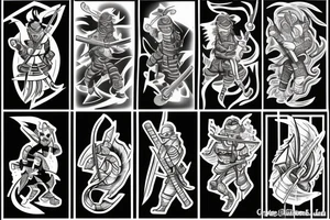 fire ninja sword tattoo idea