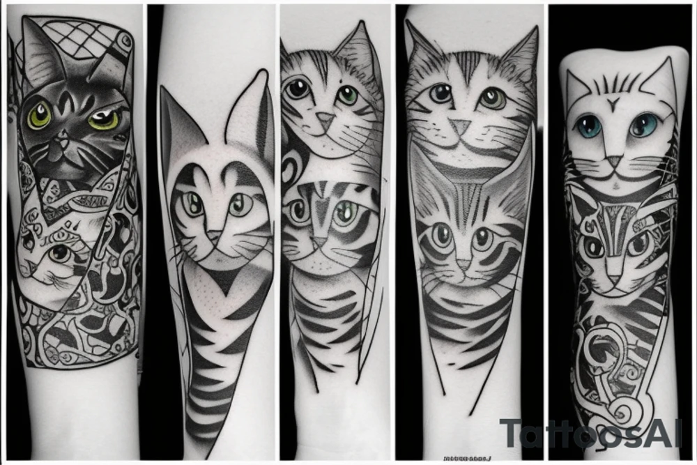 5 cats tattoo tattoo idea