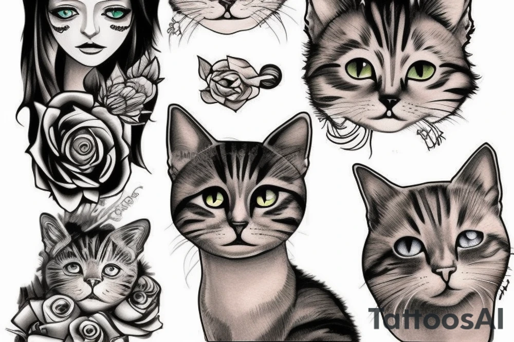 five cat tattoo idea