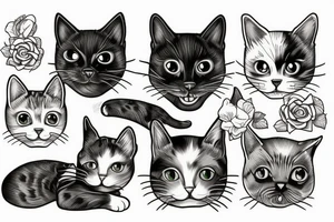 five cat tattoo idea
