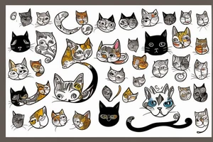 five cat tattoo idea