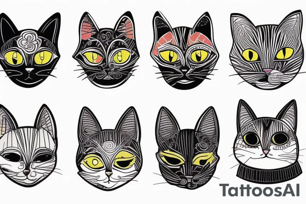 five cat tattoo idea