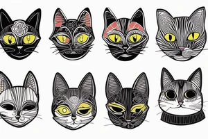 five cat tattoo idea