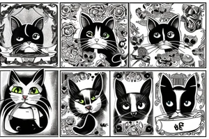 5 cats watching you tattoo idea