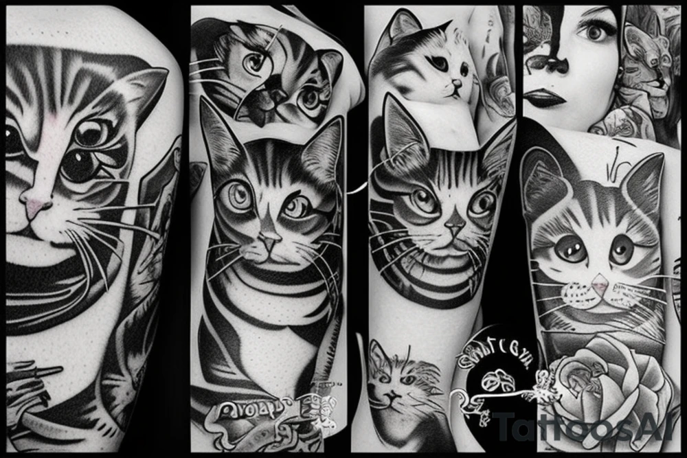 5 cats watching you tattoo idea