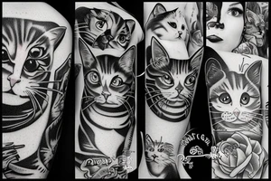 5 cats watching you tattoo idea