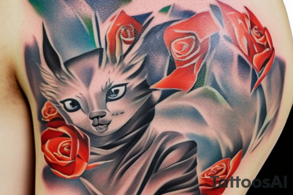 кот мудрец в окружении маленьких котят думает о жизни куря трубку tattoo idea