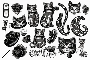 old cat smoking cigars tattoo idea