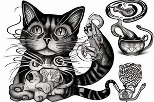 old cat smoking cigars tattoo idea
