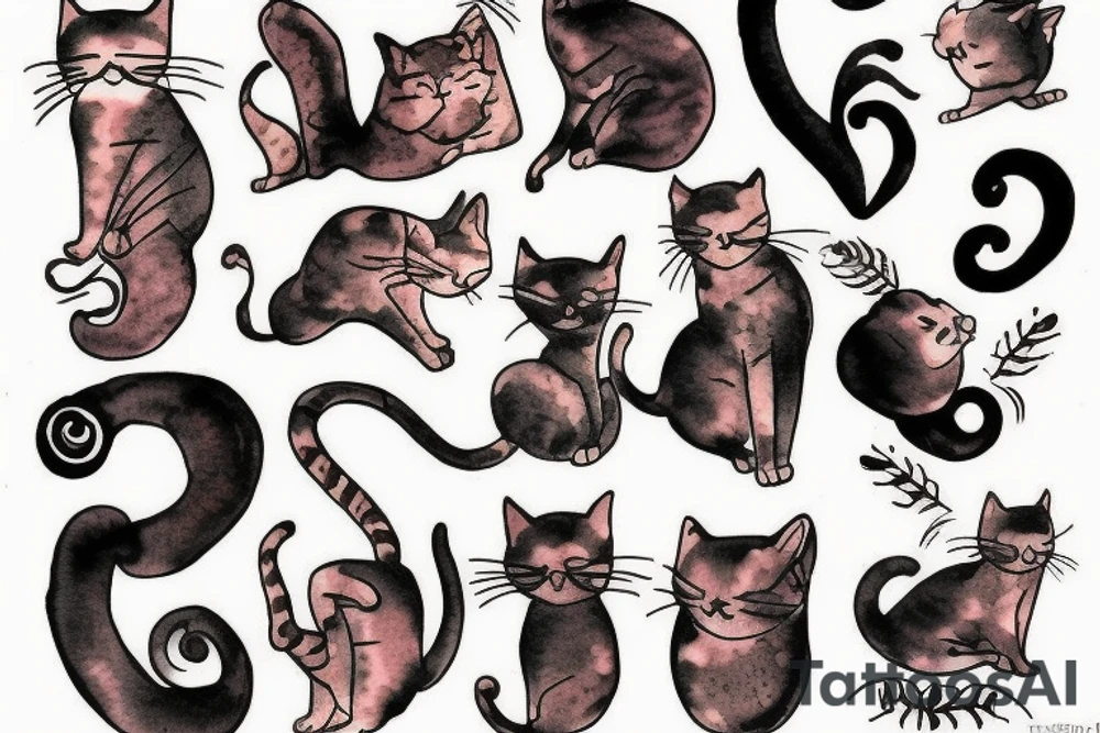 old cat smoking cigars tattoo idea
