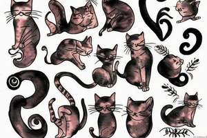 old cat smoking cigars tattoo idea