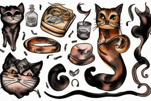 old cat smoking cigars tattoo idea
