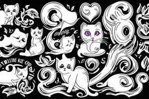 old gray cat smoking cigars and teaching little kittens in heaven tattoo idea