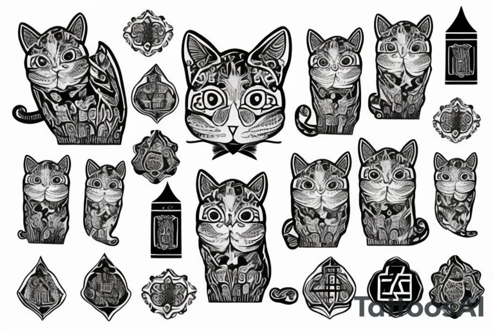 old gray cat like Jewish orthodox tattoo idea