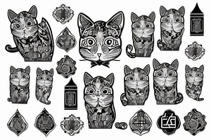 old gray cat like Jewish orthodox tattoo idea