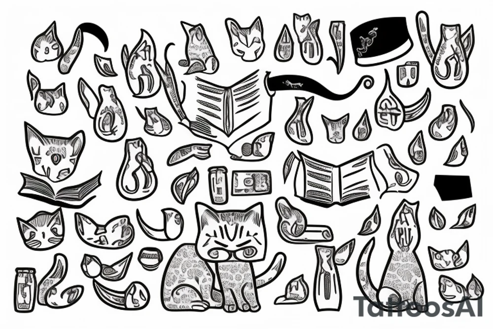 korat cat reading torah tattoo idea