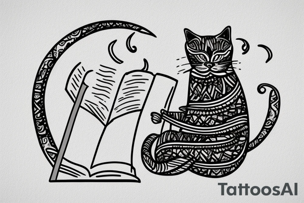 korat cat reading torah tattoo idea