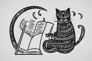 korat cat reading torah tattoo idea