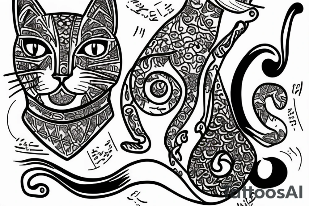 jewish cat reading torah tattoo idea