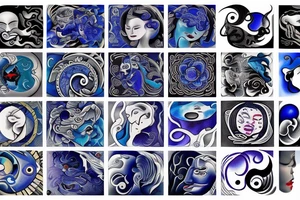 yin and yang in harmony blue tattoo idea