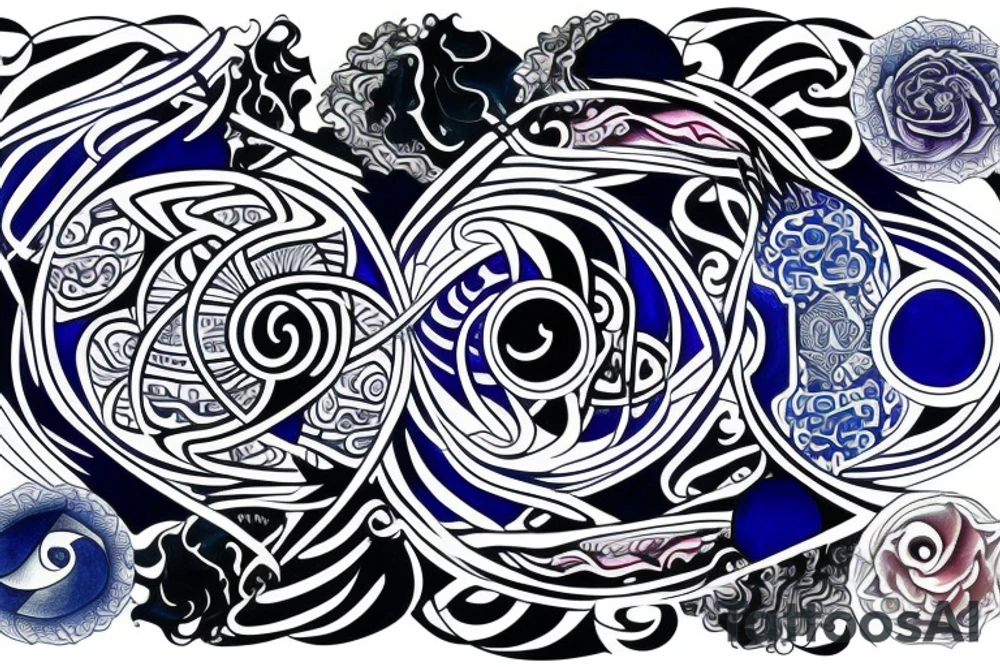 yin and yang in harmony blue tattoo idea