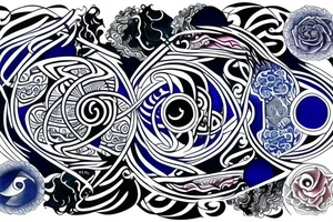 yin and yang in harmony blue tattoo idea