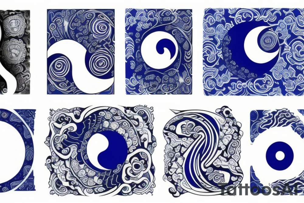 yin and yang in harmony blue tattoo idea